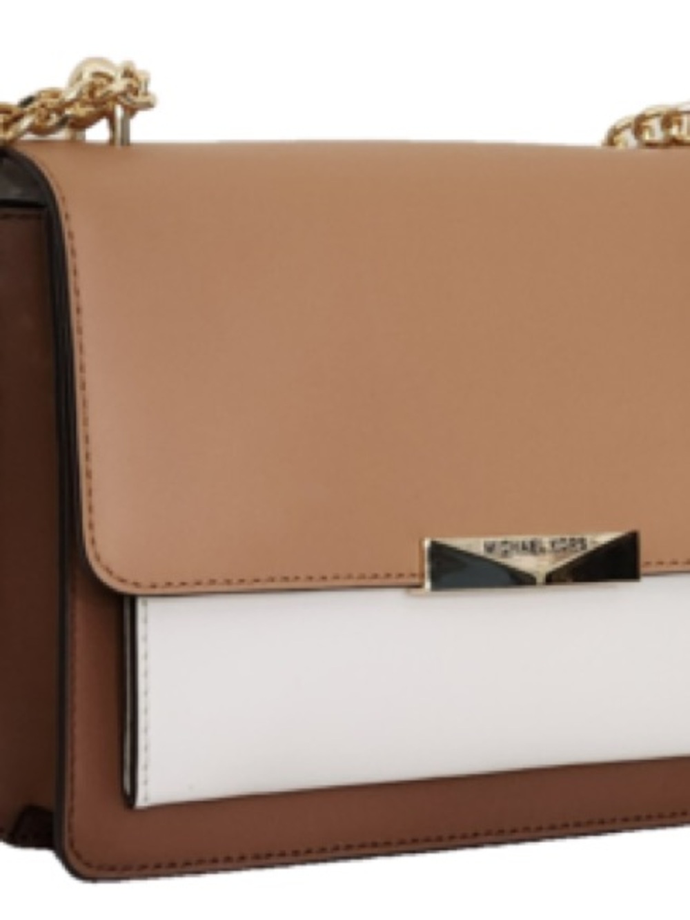 Michael Kors Tan and White Chain Shoulder Bag